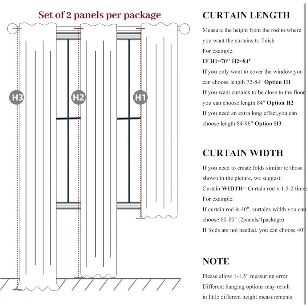 Extra Long Pleated Black Out Curtains 108 Inches Long for Living Room,
